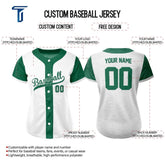 Colorblock White-Green Custom Full Button Baseball Jersey for Women
